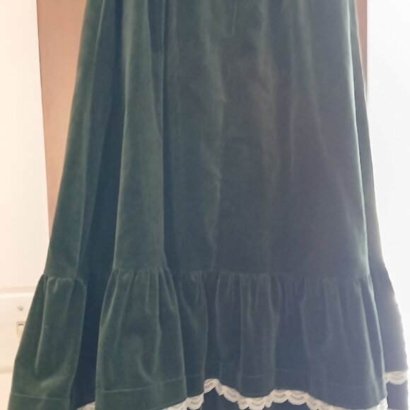 Gunne Sax Vintage dark green cotton velvet skirt Size 5 - Picture 5 of 12